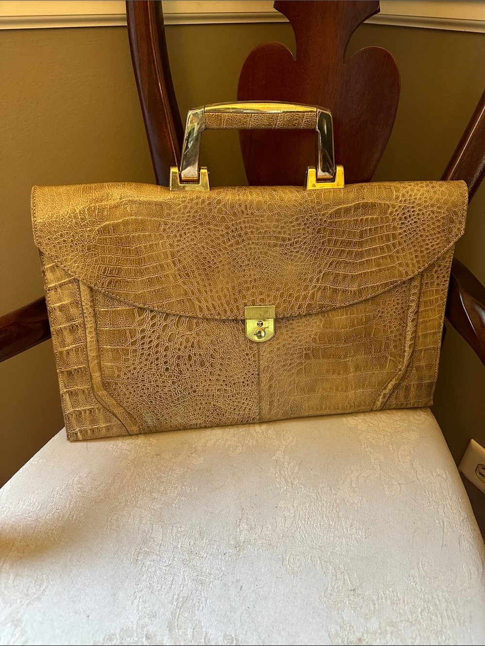Leather alligator print Ges Gesch briefcase bag made in Germany, circa 1970s